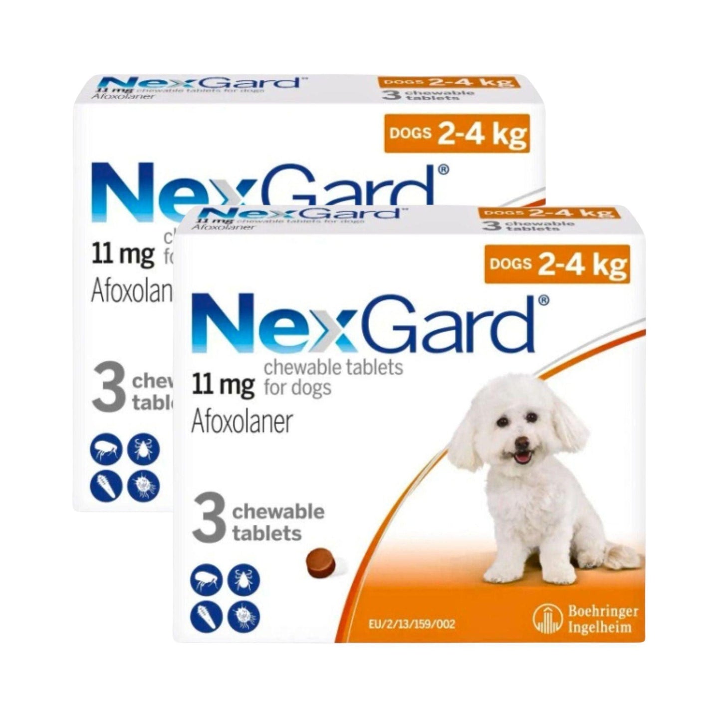 NexGard - נקסגארד לכלב קטן במשקל 4 - 2 ק"ג טבליות לעיסה נגד פרעושים וקרציות מבצע 2 חבילות רק ב-₪325