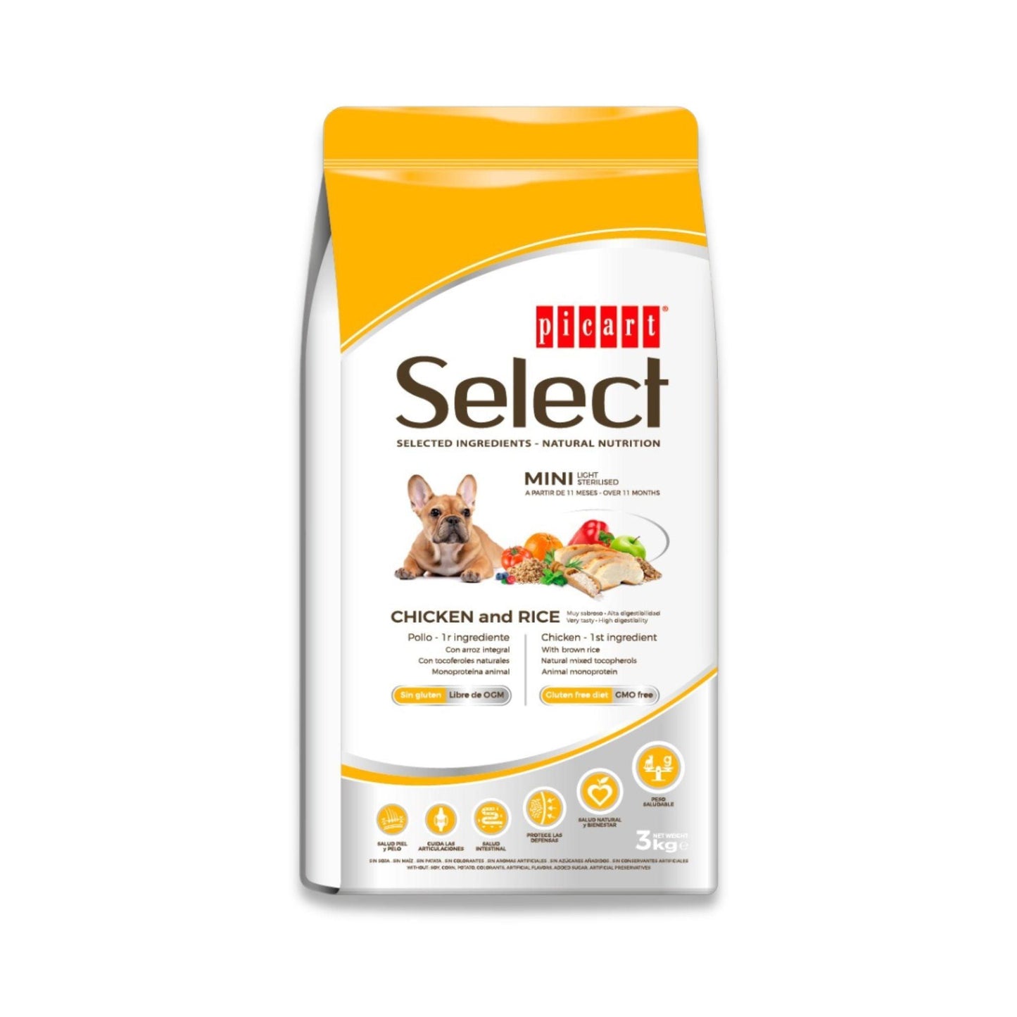 Select - סלקט לכלב בוגר מיני עוף לייט מסורס גזע קטן 3 ק”ג