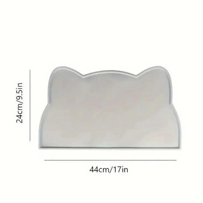 משטח סיליקון לאוכל ומים לחתולים וכלבים צבע כחול בעיצוב אוזניים