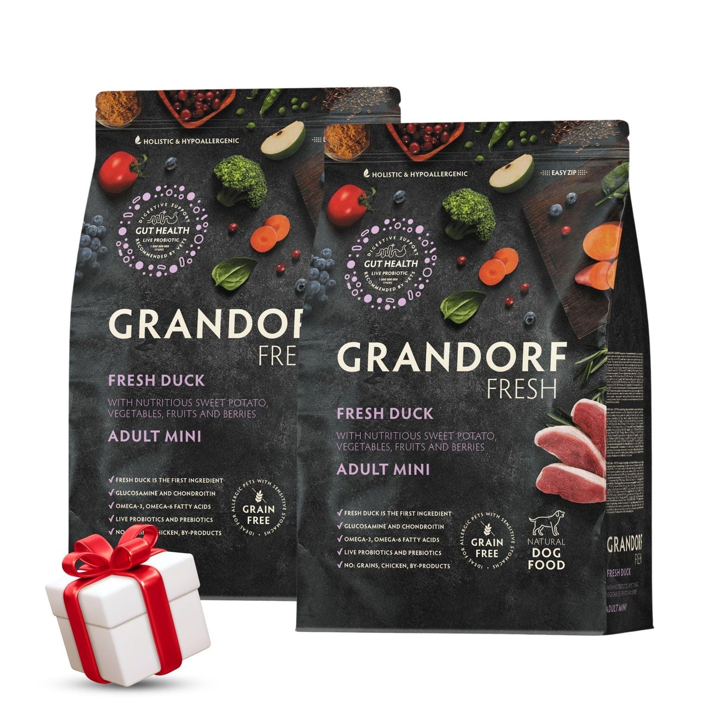 Утка Грандорф, мини-утка Грандорф для взрослых собак мелких пород, 3 кг. Акция: 2 пакета + подарок.
