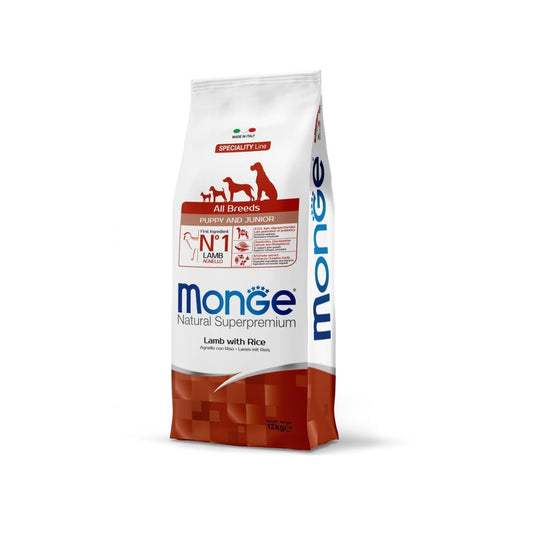 MONGE Puppy and Junior Lamb מונג כבש אוכל לגורים 12 ק"ג