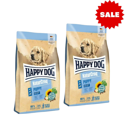 Happy Dog NaturCroq Puppy הפי דוג  אוכל לגורי כלבים נייצ'ר קרוק פאפי 2 שקי 15 ק"ג