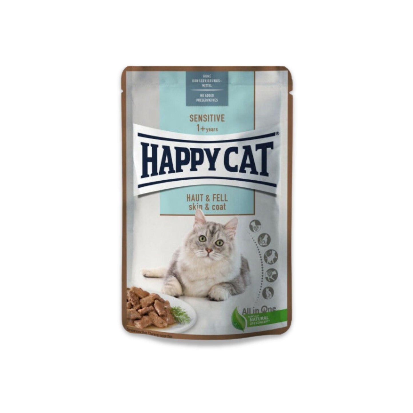 Happy Cat - הפי קט פאוצ' סנסטיב עור ופרווה לחתול 85 גרם