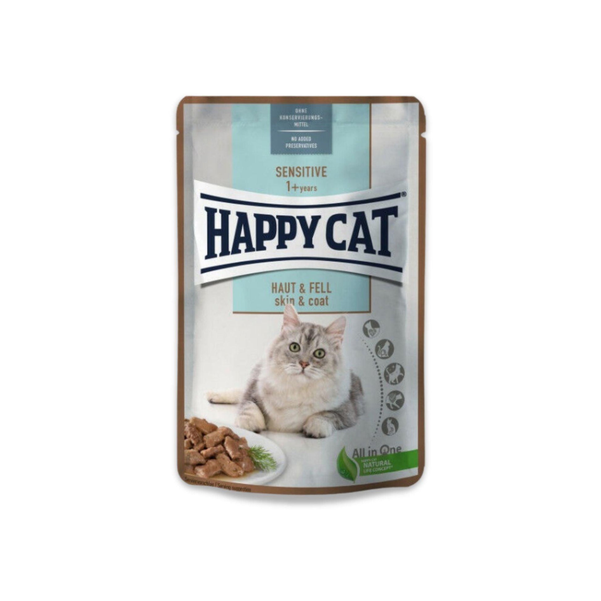 Happy Cat - הפי קט פאוצ' סנסטיב עור ופרווה לחתול 85 גרם