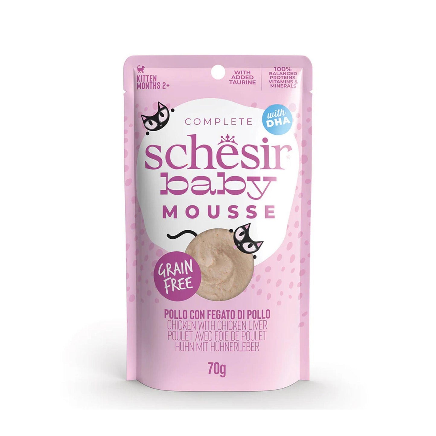 Schesir שזיר פאוץ’ מוס לגורי חתולים עוף עם כבד עוף 70 גרם