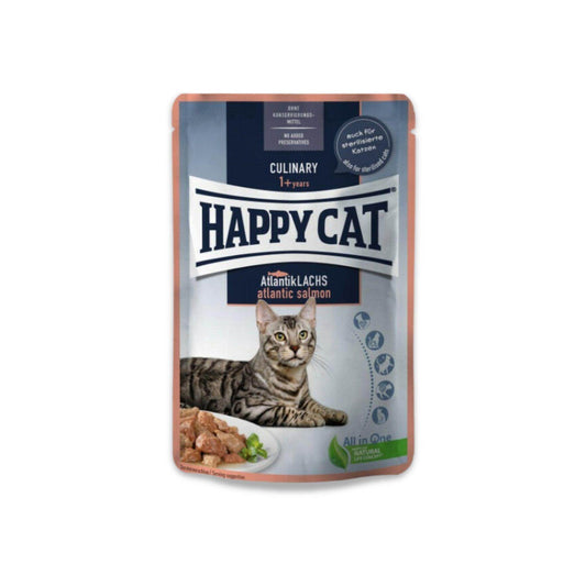 Happy Cat הפי קט פאוצ' קולינרי סלמון אטלנטי לחתול 85 גרם - PetCart