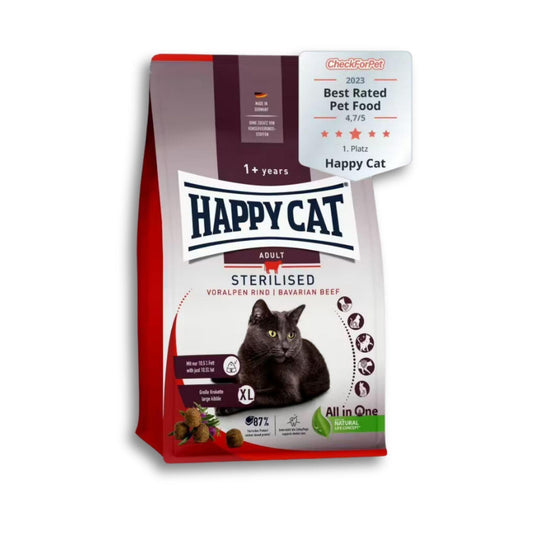 Happy Cat Sterilised Adult Beef הפי קט סטרלייז בקר 4 ק"ג אוכל לחתולים בוגרים