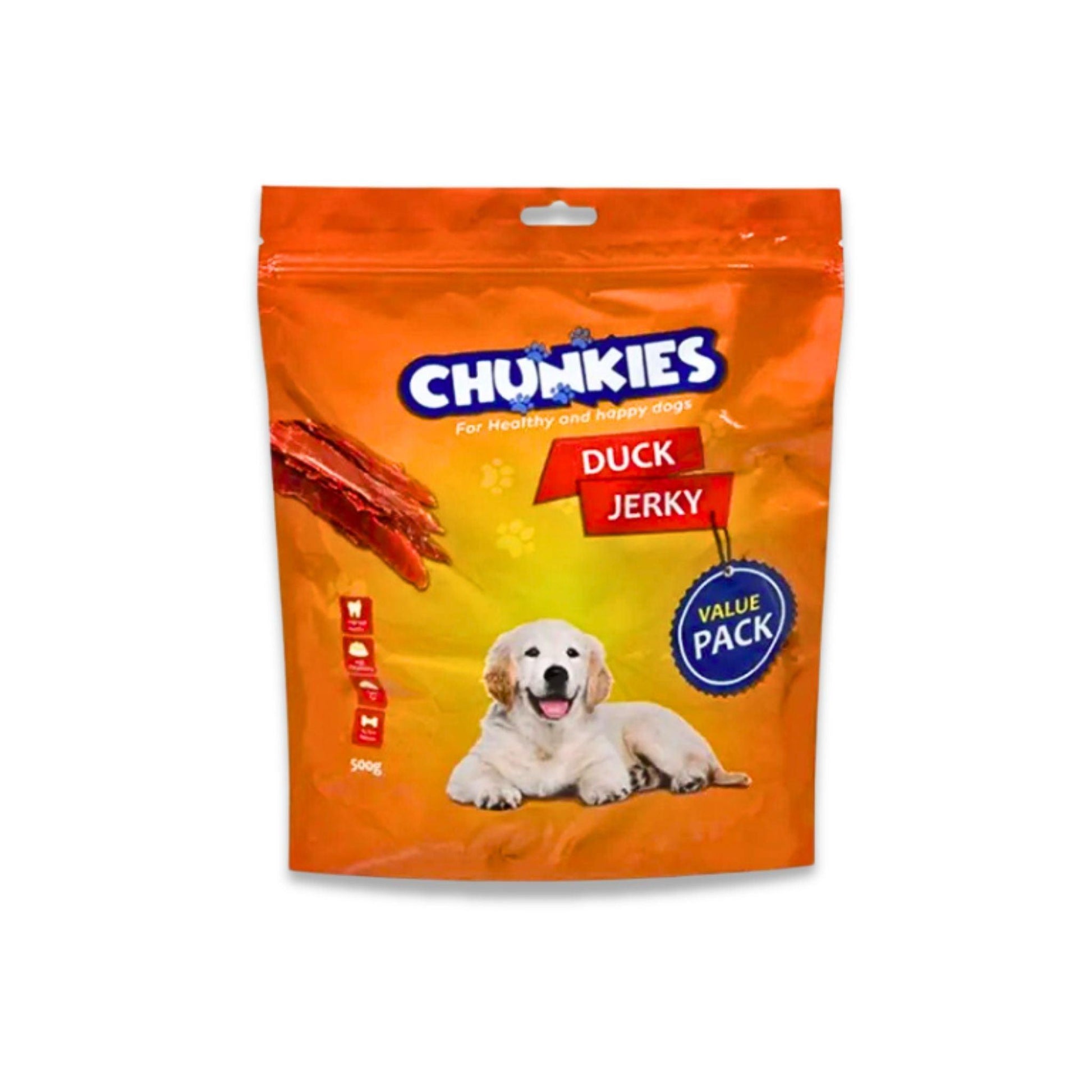 Chunkies -מבצע חטיפי צ'אנקיז פילה ברווז ועוף לכלבים 4 מארזים רק ב-₪219 2 ק"ג