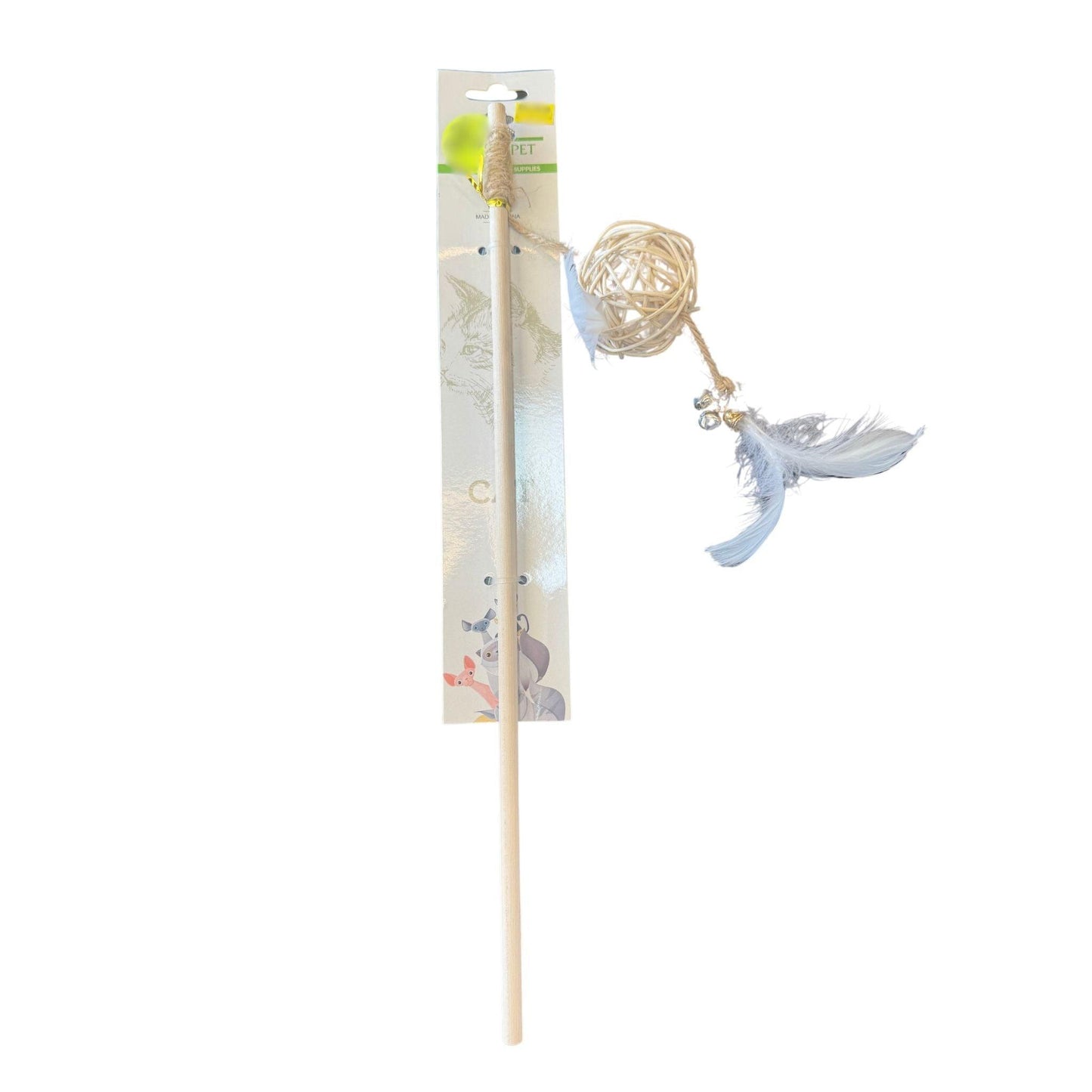 צעצוע חכה לחתול עם כדור וכנפיים