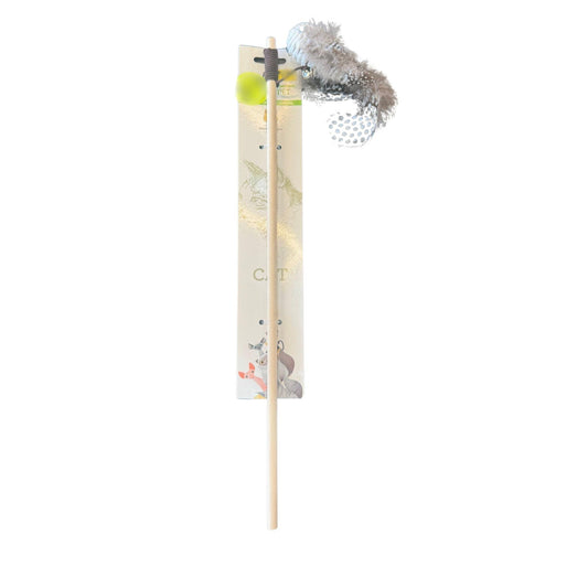 צעצוע חכה לחתול עם עכבר פרווה אפור