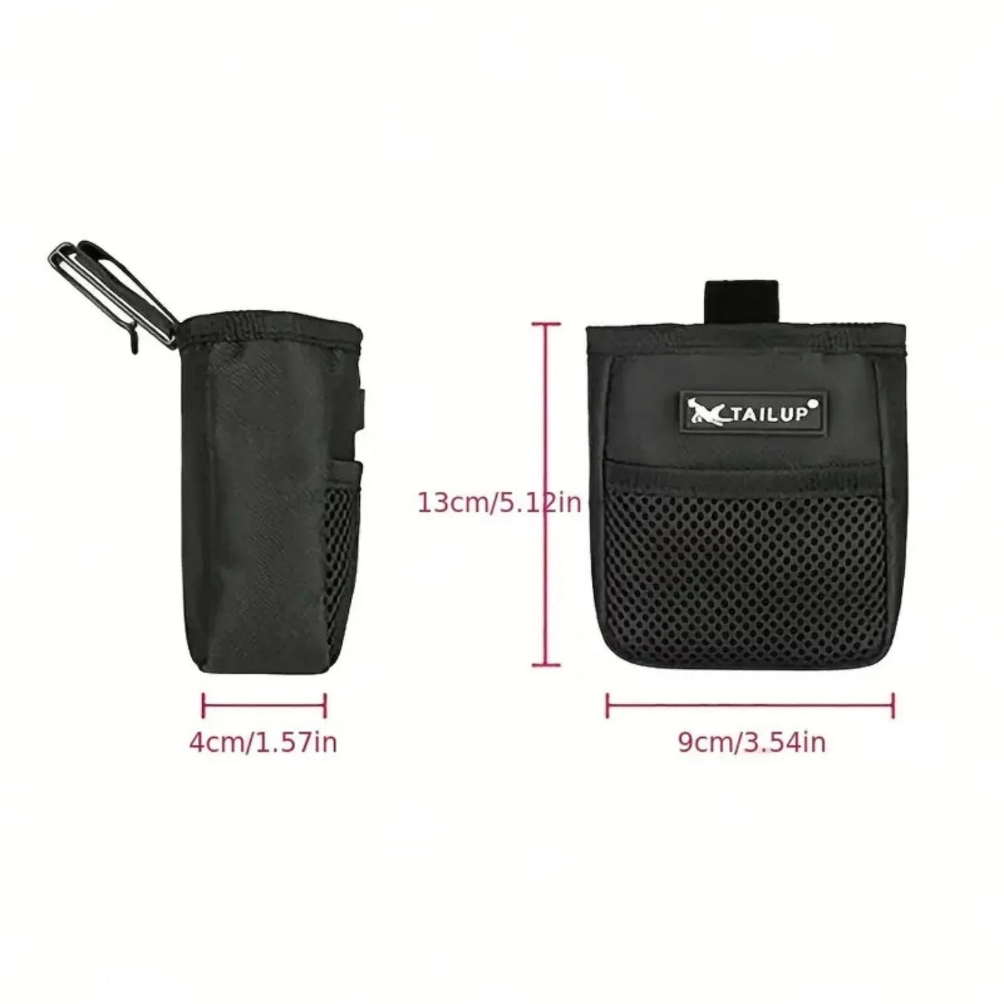 פאוץ’ חטיפים לאילוף לכלבים עם קליפס וחלוקה פנימית צבע שחור