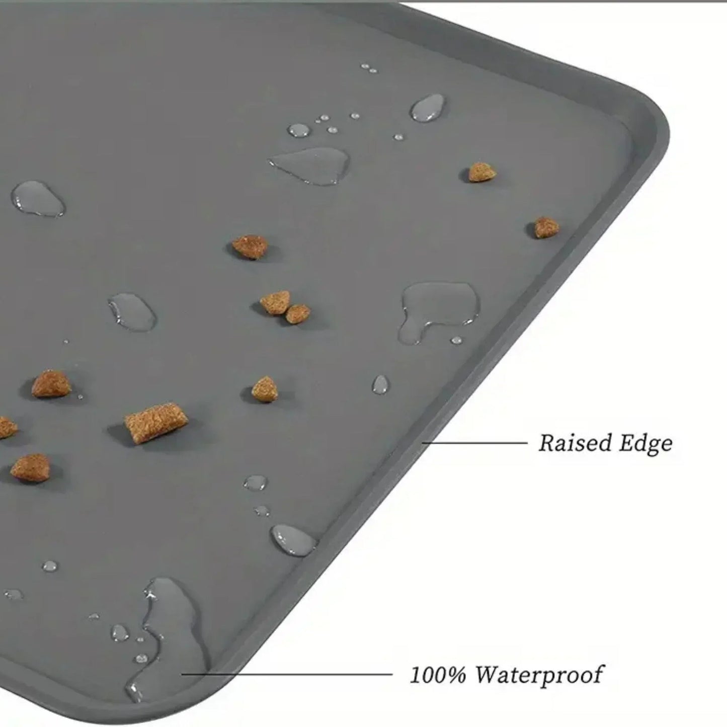 משטח סיליקון נגד החלקה לאוכל ומים לחתולים ולכלבים צבע אפור