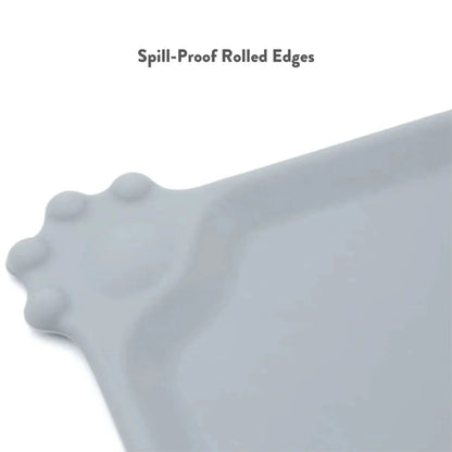 משטח סיליקון נגד החלקה לאוכל ומים לחתולים ולכלבים צבע אפור