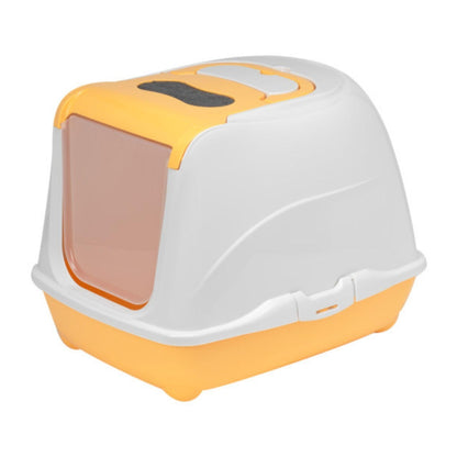 Большой закрытый кошачий туалет MODERNA Flip Cat Jumbo с передним открыванием, оранжевого цвета.