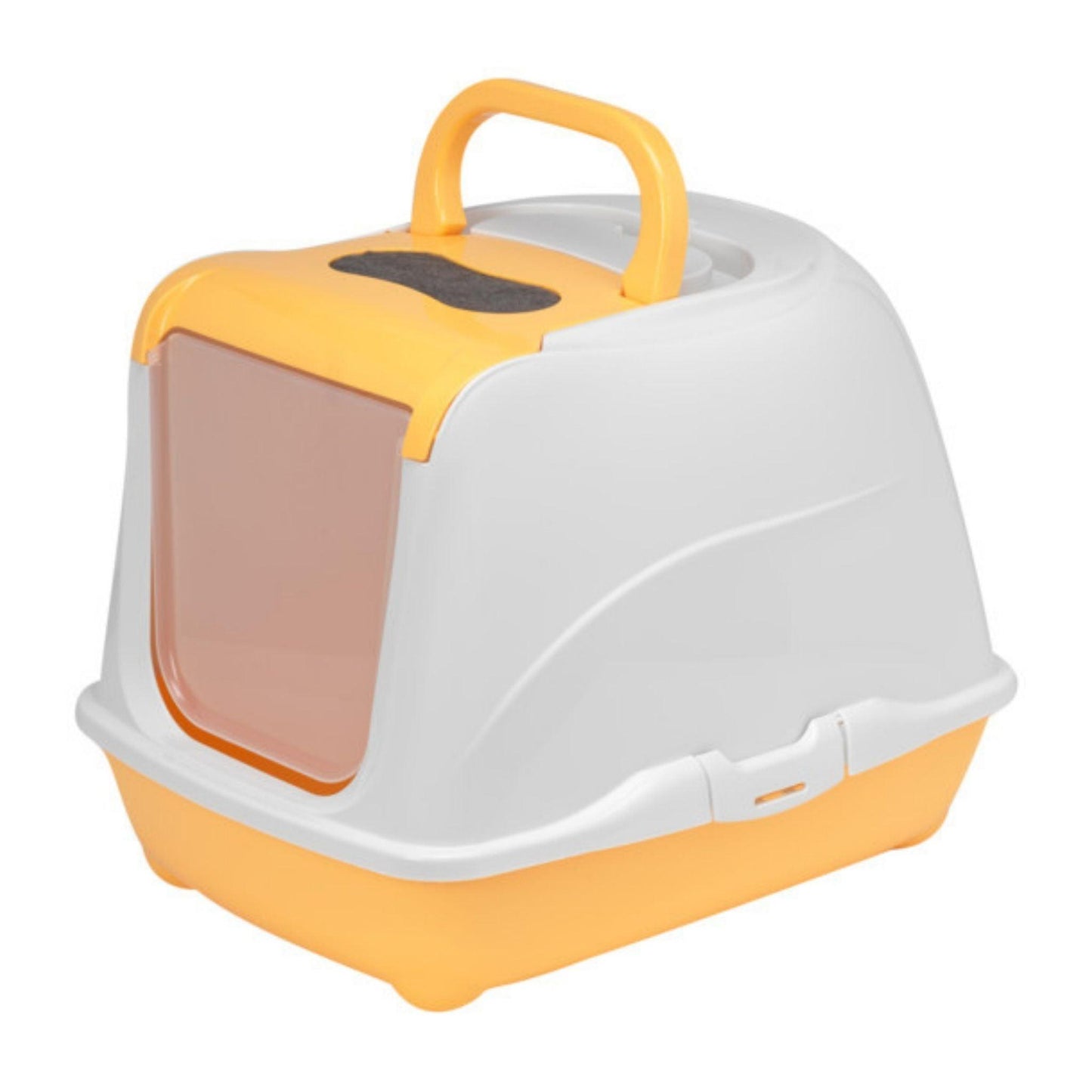 Большой закрытый кошачий туалет MODERNA Flip Cat Jumbo с передним открыванием, оранжевого цвета.