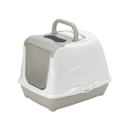 Туалет для кошек MODERNA L закрытого типа с верхним отверстием для легкой чистки, серый цвет, модель Flip Cat Moderna.