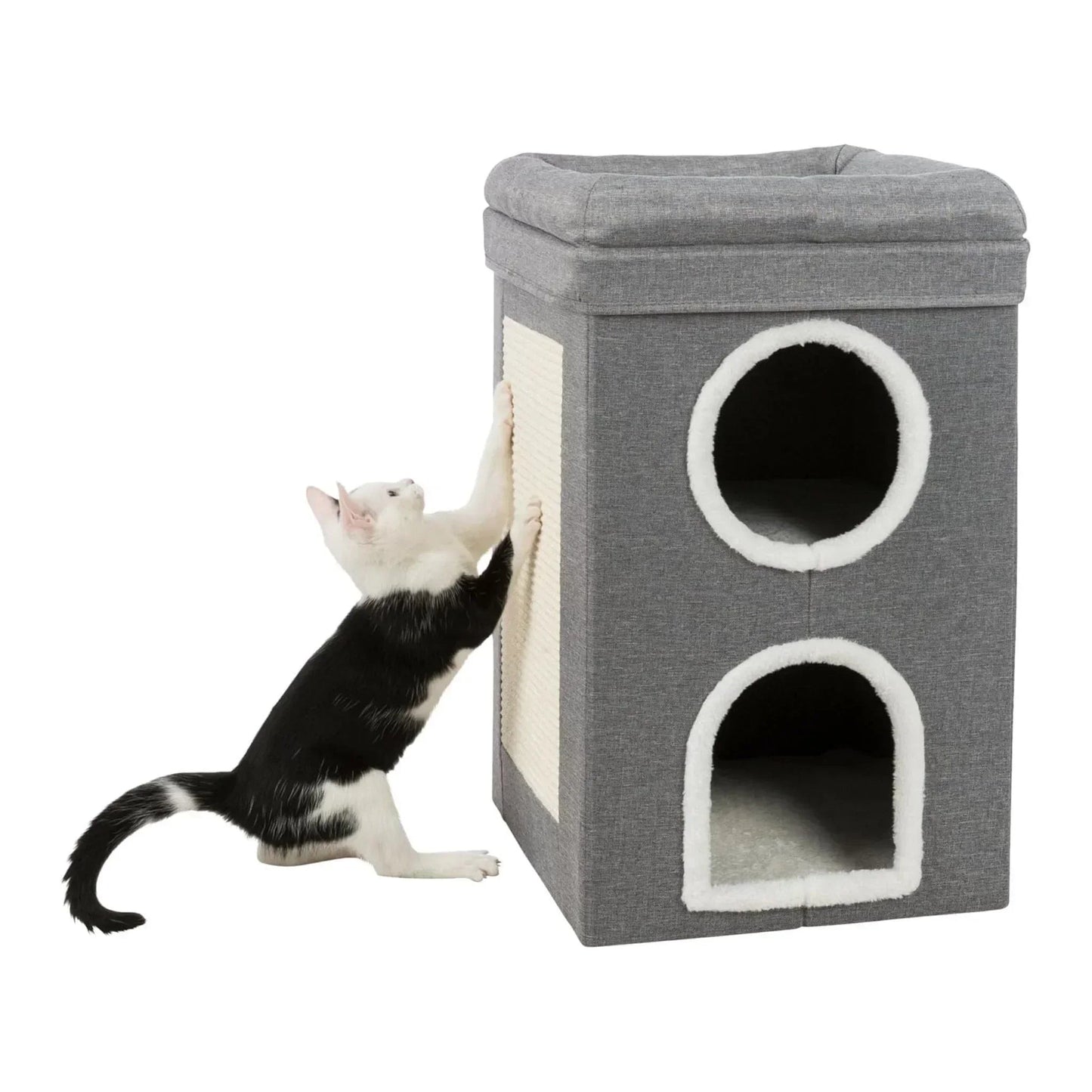 חתולים מרופד שתי קומות עם שריטה בצבע אפור