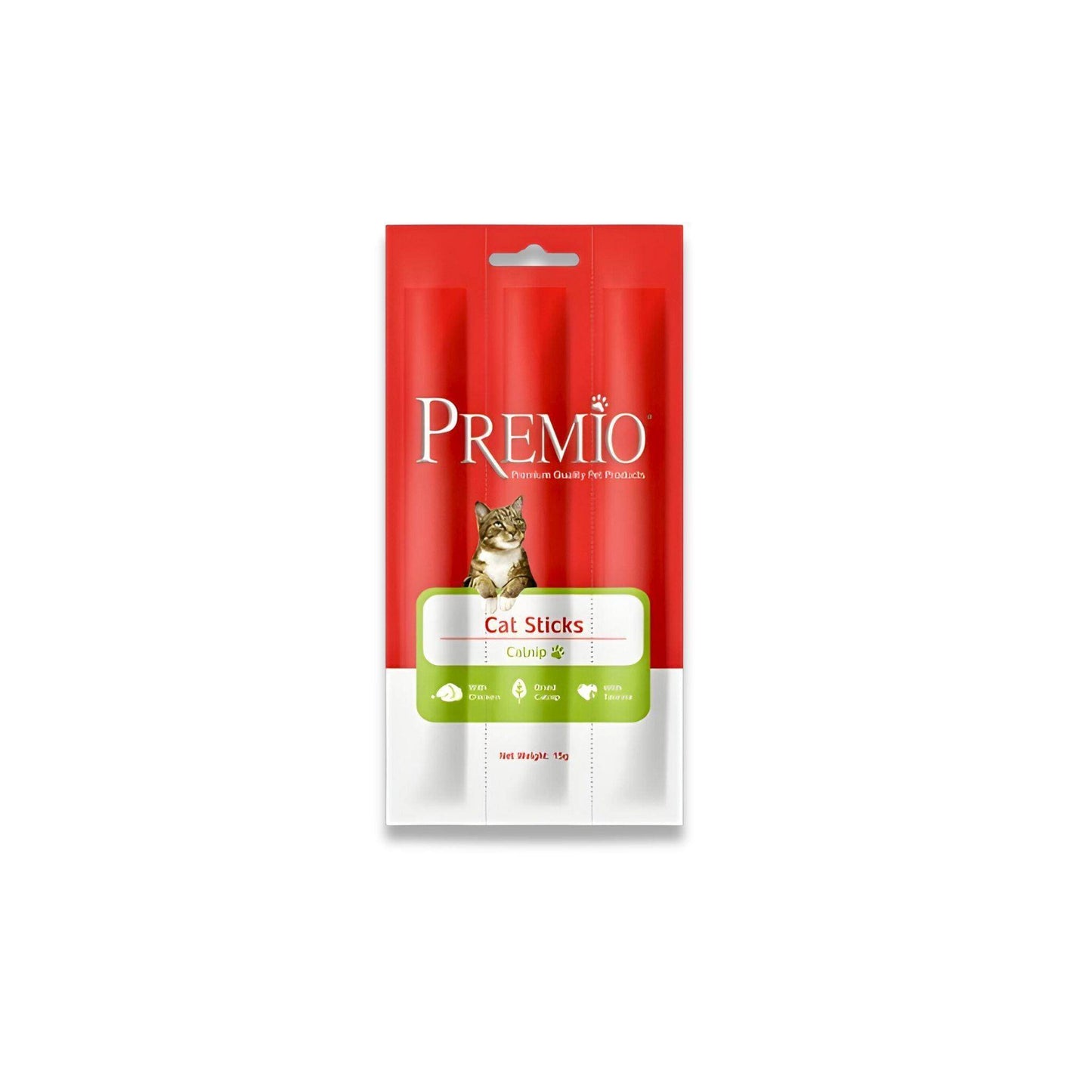 Premioחטיף פרמיו סטיקס מקלות לחתול עוף וקטניפ 15 גרם - PetCart