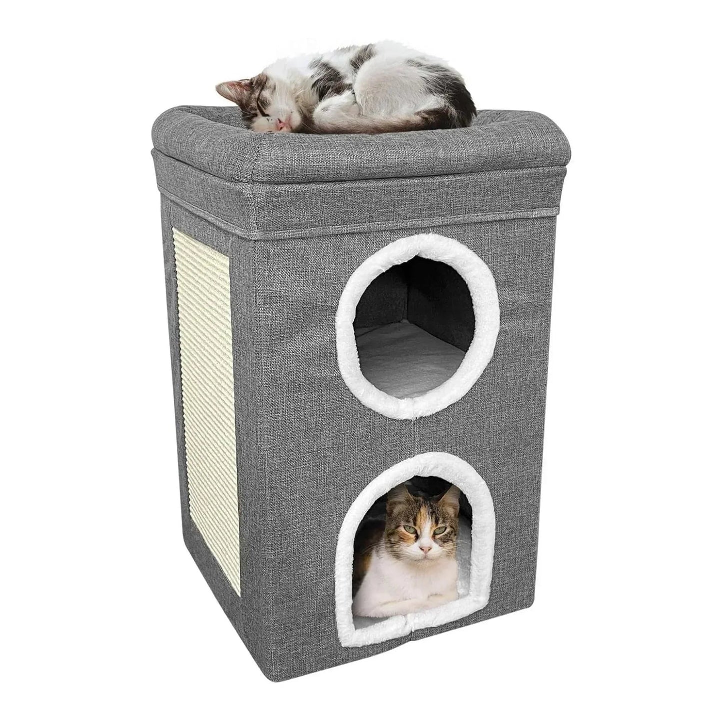 חתולים מרופד שתי קומות עם שריטה בצבע אפור