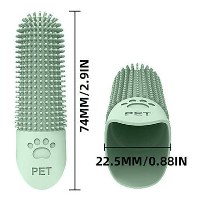 מברשת אצבע סיליקון לניקוי שיניים לכלבים וחתולים צבע ירוק