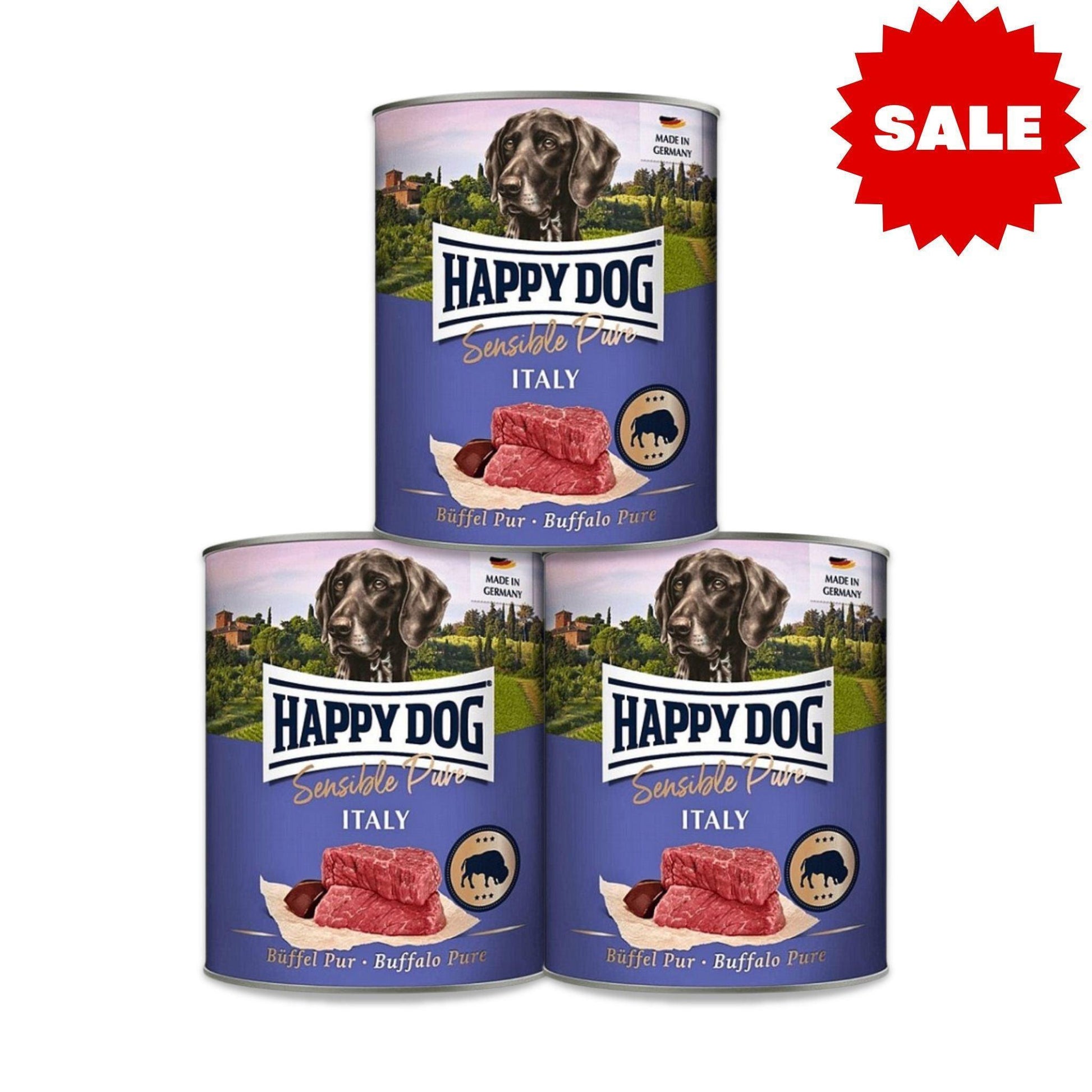Happy Dog - מבצע 12 שימורי כלבים הפי דוג באפלו 400 גרם ב-₪189