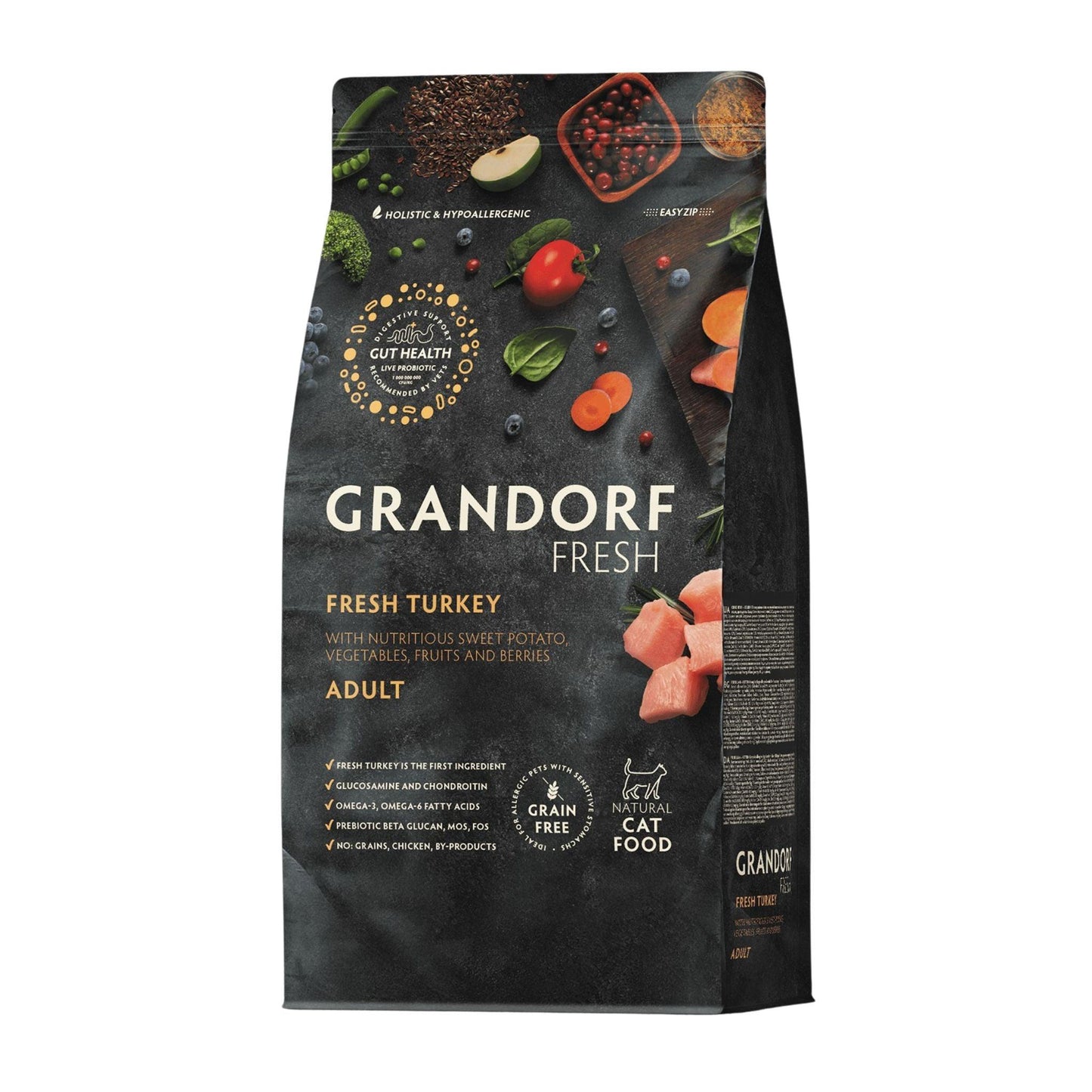 GRANDORF Fresh Turkey для взрослых кошек, гипоаллергенный, 2 кг