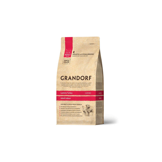 GRANDORF Lamb Indoor Grandorf Lamb and Turkey для взрослых кошек гипоаллергенный 400 грамм