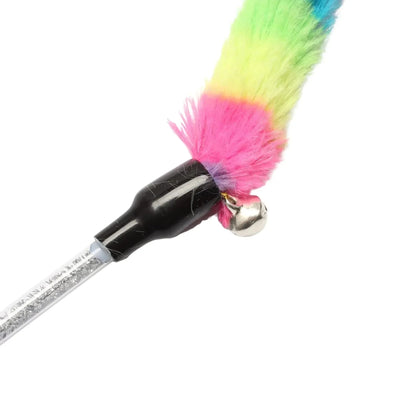 חכת צעצוע לחתול עם נחש פרוותי צבעוני