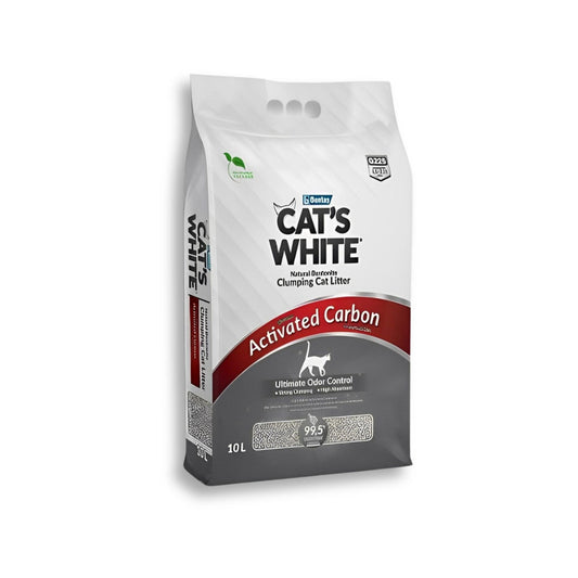 CAT'S WHITE 10L חול קטס וויט לחתולים עם פחם קרבון