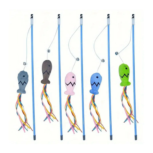 חכת צעצוע לחתול עם דג